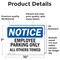 Signmission Employee Parking Only All Others Towed OSHA Notice Sign, Vinyl Decal, 10in W x 7in L, 2PK OS-2PACK-NS-D-710-L-11956 - alternate 2